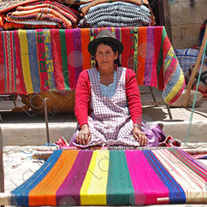 Woman shows her loom