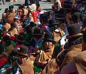 Bolivian women gathered