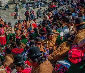 Bolivian women gathered