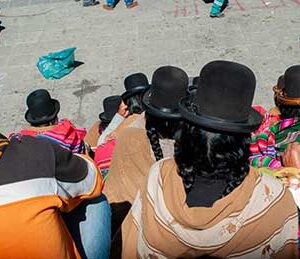 Bolivian women gathered