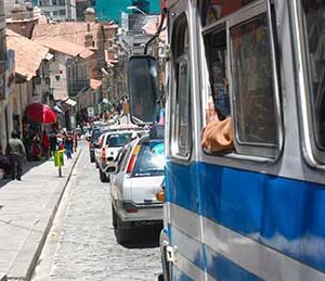 Traffic in La Paz, Bolivia