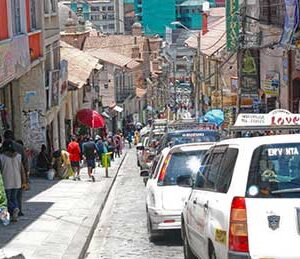 Traffic in La Paz, Bolivia