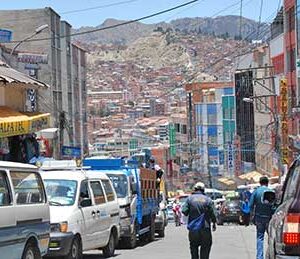 Traffic in La Paz, Bolivia