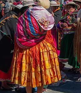 Cholita Wearing Orange Skirt