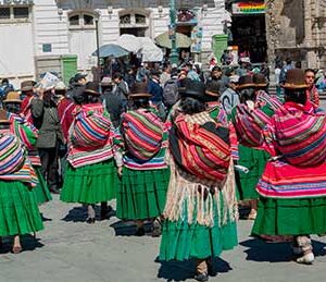 Bolivian women gathered