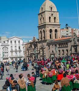 Bolivian women gathered