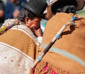 Cholitas wear traditional clothing